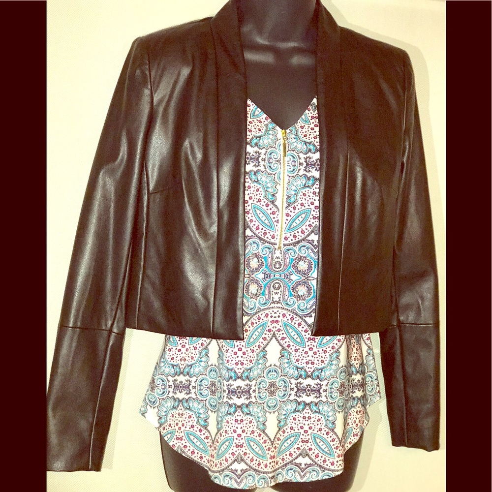 Calvin Klein leather mini jacket